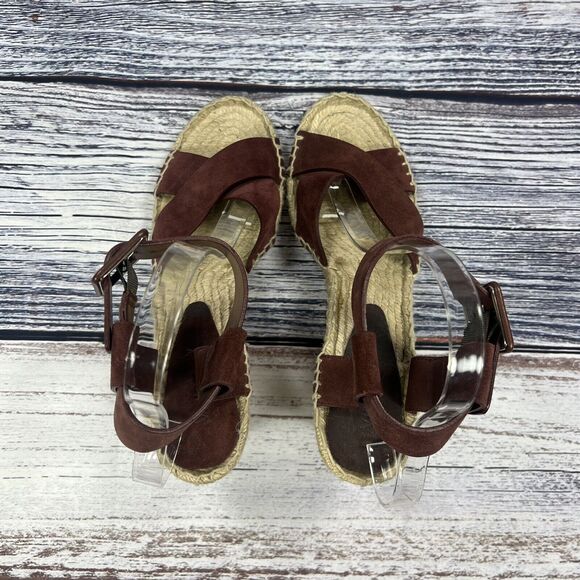 Vince Stefania Suede Nut Brown Espadrille Wedges Sandals, Women’s Size 9 - Picture 5 of 9